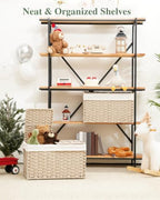 SETVSON Storage Basket with Lid, PE Rattan Storage Bin Light Khaki - Image 6