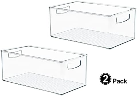 Hudgan 4 Pack Straight Sides Stackable Pantry Organizer Bins for Home Edit - 13.5''L x 7.5''W x 5.5''H - Image 2