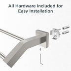 FORIOUS Double Towel Bar 30", Bathroom Towel Rack Square Brushed Nickel - Image 7