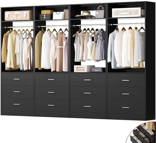 Besiost Closet Systems with 12 Wood Drawers, Closet System Set of 4 by Besiost
