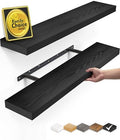BAYKA Black Floating Shelves 22.5in, Set of 2, Wall Mounted for Wall Decor by Bayka