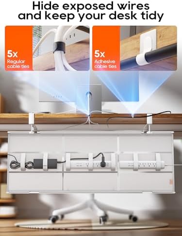 39" No Drill Under Desk Cable Management Tray (White) - Image 5