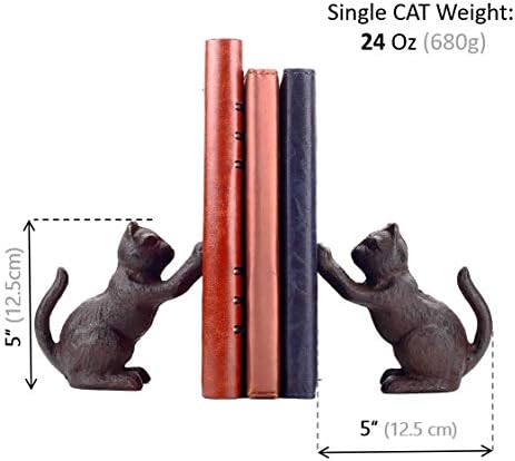Ambipolar Cat Decorative Bookends, Unique Book Ends to Hold Books Heavy Duty for Office Desk, Vintage Antique Black Home Decor, Shelf Decoration, Modern Living Room Decor - Image 2