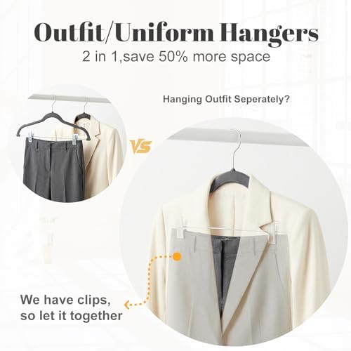 HOUSE DAY Velvet Skirt Hangers 24 Pack, Hangers with Adjustable Clips- Gray - Image 5