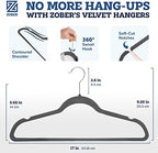 Zober Velvet Hangers 50 Pack - Heavy Duty Gray Hangers for Coats, Pants & Dress Clothes - Non Slip Clothes Hanger Set - Space Saving Felt Hangers for Clothing - Image 3
