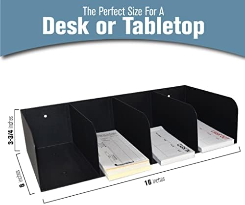 STEELMASTER by BankSupplies Steel Document Organizer - 4-Pockets - Black - Powder Coated Crinkle Finish - Scratch & Chip-Resistant - Check Separator, Deposit Slips, Letter Organizer, Money & Bills - Image 3