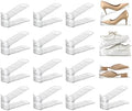shoe slots organizer, Clear Shoe Stacker, Adjustable Level Shoe Rack,Storage Space Saver for Sneakers Display (Transparent, 16Pack) by UniHIMO