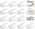 shoe slots organizer, Clear Shoe Stacker, Adjustable Level Shoe Rack,Storage Space Saver for Sneakers Display (Transparent, 16Pack) by UniHIMO