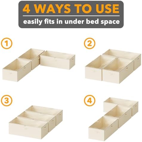 SpaceAid 3 Pack 10" High Under Bed Storage Containers, Large Underbed Storage Organizer Bins with Lids for Bedroom, Dorm, Clothes, Closet Organization, Bed Sheets and Blankets (Beige) - Image 6