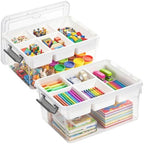 Citylife 17QT 2Packs Clear Craft Organizers and Storage Box with Tray by CITYLIFEHomeOrganization