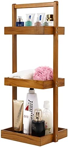 Utoplike Teak Shower Caddy Shelf, Freestanding Racks for Bathroom Corner by Utoplike