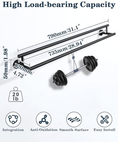 Alise Double Towel Bar Black,32 Inch Towel Racks for Bathroom Wall Mounted - Image 2