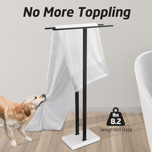 KES Standing Towel Rack, 37", Marble Base, 304 Stainless Steel, Matte Black - Image 4