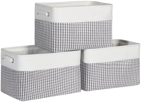Fabric Storage Bins for Shelves, Rectangle Storage Basket, 3 Pack by Kntiwiwo