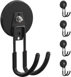 Extra Large Heavy Duty Magnetic Hooks for Hanging Garage Tools, 3.5in Ndfeb Strong Magnet Hook Heavy Duty, Super Big Magnetic Storage Utility Hook, Magnetic Hanger Holder Wall Mounted, 4 Pack Black by AIYOTAR
