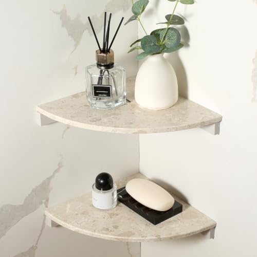 Koville 2Pcs Marble Corner Shower Caddies Shelves for Bathroom Counter - Image 6