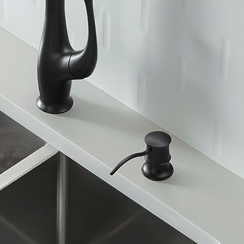 KIBI Countertop Refillable Soap Dispenser for Kitchen Sink | 8.5 Ounce Capacity with Easy Pump Action | Durable Stainless Steel Pump and Matte Black Finish for Corrosion Resistance (KSD101) - Image 2