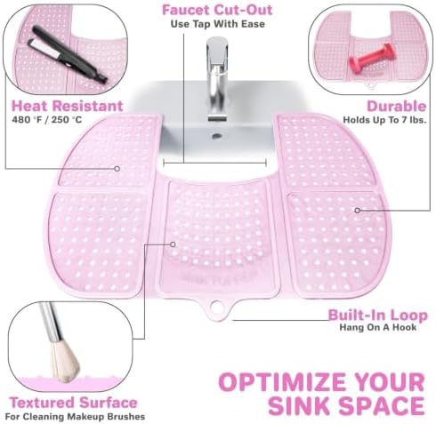 Sink Topper Bathroom Sink Cover for Counter Space, Large Pink - Image 6