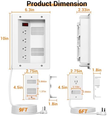 3 Usage Modes in Wall Cable Management Kit with Recessed Power, 4 Outlets - Image 7