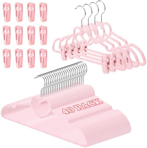 Tessco for you 20 Pcs Velvet Clothes Hangers with 20 Pcs Clips Non Slip by Tessco