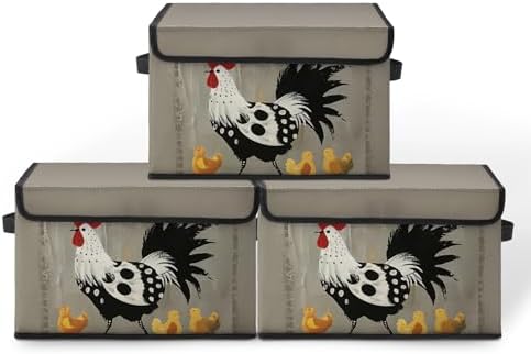 Stackable Storage Bins with Lids,Closet Organizers Fabric Box for Home and Office,Blanket Clothes Organizers,Under Bed Storage Containers 3 Pack by BestSellers