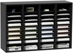 VEVOR Wood Literature Organizer, 36 Compartments, Mailboxes Slot with Removable Shelves, File Sorter for Office, Home, Classroom, or Mailrooms Organization, Black by VEVOR
