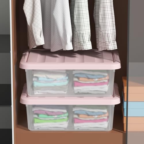 14 Quart Basic Clear Storage Box with Pink Lid (Pack of 2) - Image 5