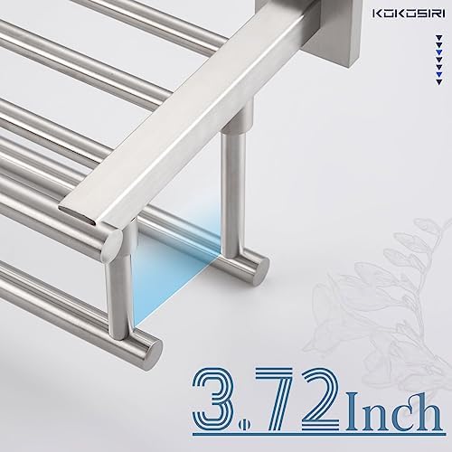 KOKOSIRI Towel Shelf with Double Towel Bars 32 Inches Bathroom Towel Rack Bath Towel Holder Wall Mounted Stainless Steel, Brushed Nickel, B6005BR-L32 - Image 5