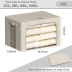 FHSQX 6 Pack Clothes Storage Bins with Metal Frame,Beige, 22L - Image 3