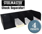 STEELMASTER by BankSupplies Steel Document Organizer - 4-Pockets - Black - Powder Coated Crinkle Finish - Scratch & Chip-Resistant - Check Separator, Deposit Slips, Letter Organizer, Money & Bills - Image 2