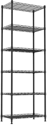 REGILLER 6 Wire Shelving Steel Storage Rack Adjustable Unit Shelves for Laundry Bathroom Kitchen Pantry Closet(Black,11.7" D x 21.4" W x 63" H) by REGILLER