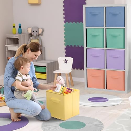 Sorbus Fabric Storage Cubes, 12 Pack (11 Inch, Pastel Multi-Color 3) - Image 5