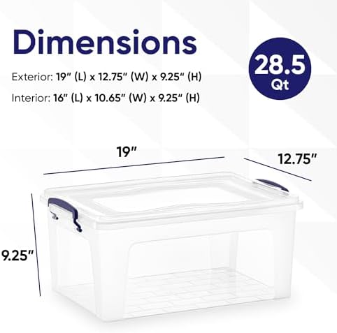 Superio Clear Plastic Storage Bin with Lid, 28 Quart Organizing Container, Latch Box, Stackable Plastic Tote for Household, Garage, School, and Office- Store Shoes, Clothing, Crafts, and Accessories - Image 2