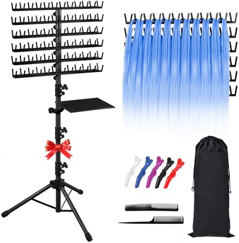 Klvied Braiding Hair Rack, 144 Pegs, 48.2-62.9in, Black by Klvied