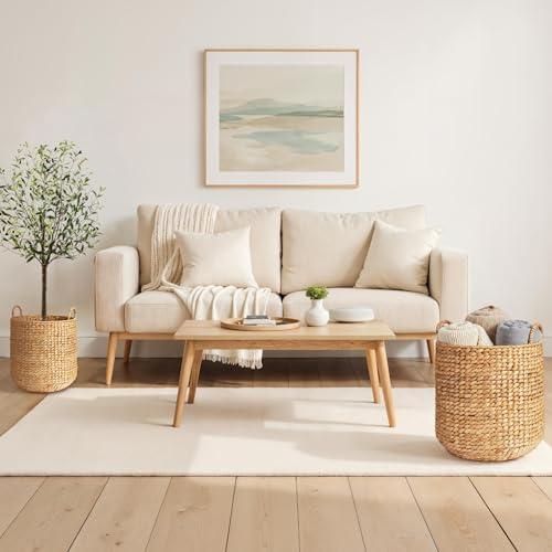 Best Choice Products 2-Piece Round Nesting Baskets W/Handles, Handwoven Water Hyacinth, Plant Holder, Laundry Basket, Storage Organizer, Tote Bins for Bedroom, Living Room, & Laundry Room - Natural - Image 4