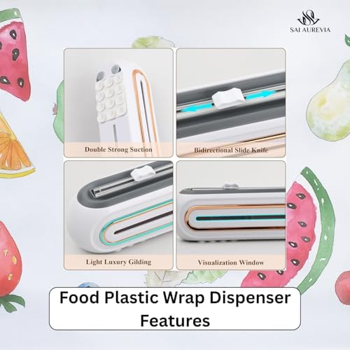 Food Plastic Wrap Dispenser with Cutter | Durable ABS Material | One-Handed Smooth Cutting | Refillable Cling Film Storage Organizer | Fits Standard Wrap Rolls - Image 4