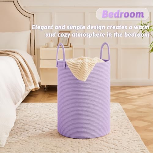 Artfeel Laundry Basket,Woven Cotton Rope Laundry Hamper,80L for Decorative Storage of Dirty Clothes,Toys and Blankets in Bathroom,Baby Room and Living Room - Image 3