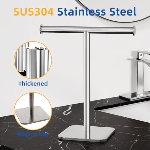RUACQ T-Shape Hand Towel Holder Stand, 12inch, Chrome, 2 Pack - Image 5