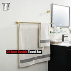 JQK Double Bath Towel Bar, Brushed Gold 33 Inch 304 Stainless Steel Thicken 0.8mm Towel Rack for Bathroom, Towel Holder Wall Mount, Useable Length 30 Inch, TB100L30-BG - Image 3