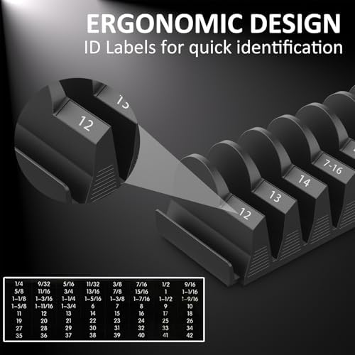 DEHOYI 80 pcs Modular Wrench Organizers for Tool Drawers - Wrench Rack with Metric & SAE Labels, Perfect Tool Storage Holder. Gift for father, brother and boyfriend (No Magnet, Black) - Image 5