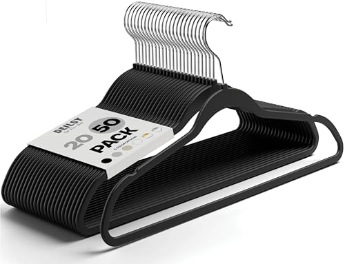DEILSY™ Non-Velvet Black Plastic Hangers Slim Hangers 50 Pack for Closet by Deilsy