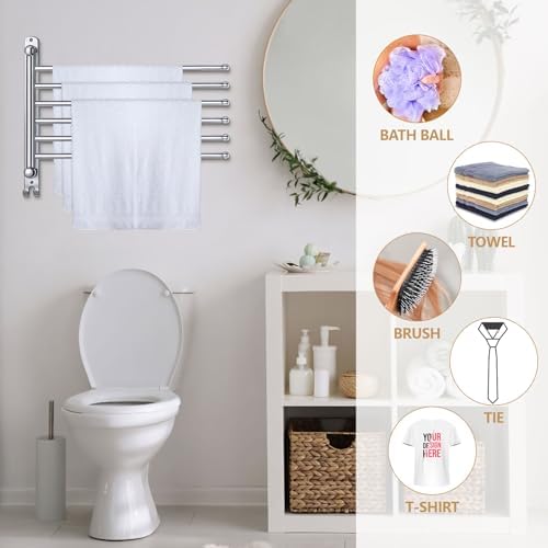 Teenyyou 20.4" Swivel Towel Rack 6 Arms 304 Stainless Steel Sliver - Image 5
