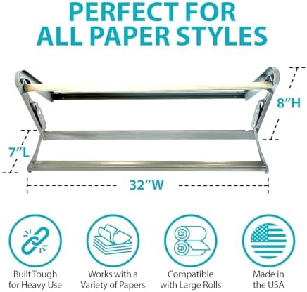 30 Inch Paper Roll Dispenser with Cutter, Desktop or Wall Mount Set Up - Image 2