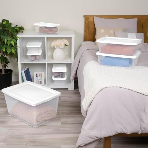 Sterilite Storage Box Stackable Tote, White, 12 Quart, 12 Pack - Image 6