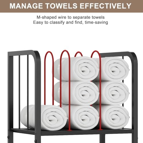 4-Tier Freestanding Towel Racks for Bathroom, Black Towel Rack Stand - Image 3