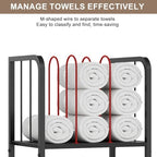 4-Tier Freestanding Towel Racks for Bathroom, Black Towel Rack Stand - Image 3