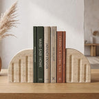 Travertine Book Ends, Decorative Stone Bookends for Shelves, Heavy Bookends - Image 6