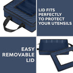 Flatware Storage Case 5 Compartments Silverware Container Box, Blue - Image 5