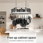 KES 34 Inch Heavy Duty Chrome Hanging Pot Rack Ceiling Mount, Oval Pot and Pan Hanging Rack, Pan Hanger for Kitchen Storage Organizer with 20 S Hooks (For 16" and 24" Ceiling Joist), KUR221S85-CH - Image 3