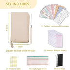 Three Way Cut Cash Envelope Wallet Beige All in One Budget System RFID Blocking with 12x Tabbed Envelopes 12x Monthly Budget Cards 1x Yearly Budget Planner Sheet Complete Money Organizer Set - Image 4